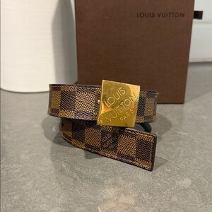 LOUIS VUITTON LV Damier Ebene Leather Womens Belt size 32”